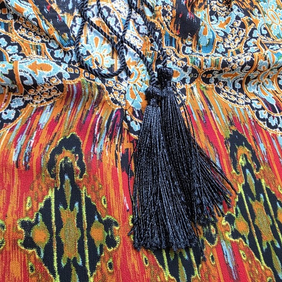 Fig and Flower Women's M Boho‎ Floral Blouse Multicolor 3/4 Sleeve Art to Wear - Picture 11 of 12